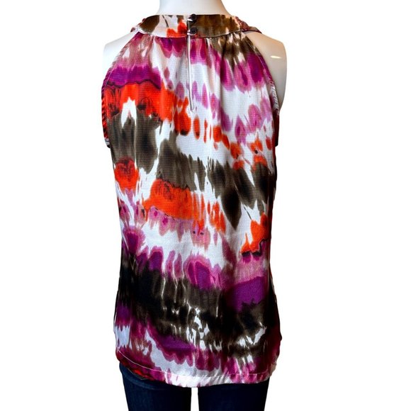 APT. 9 Women Tie Dye Halter Top Embellished Back Key Hole Multicolor Size Small - Picture 2 of 7